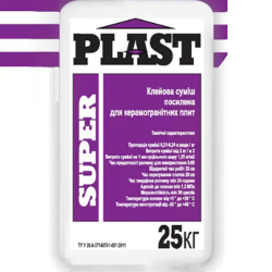 Plast Super - Клей для керамограніта, посилений, 25 кг Plast Super - Клей для керамограніта, посилений, 25 кг