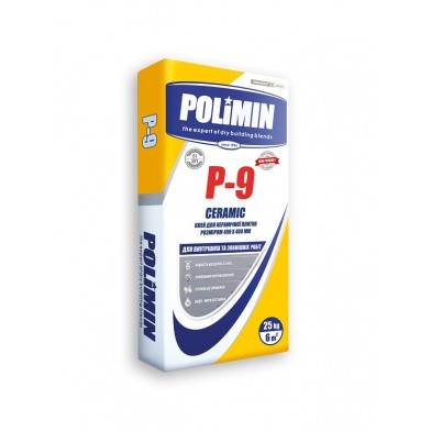 Клей Полімін (Polimin) P-9 CERAMIC для плитки, 25 кг 