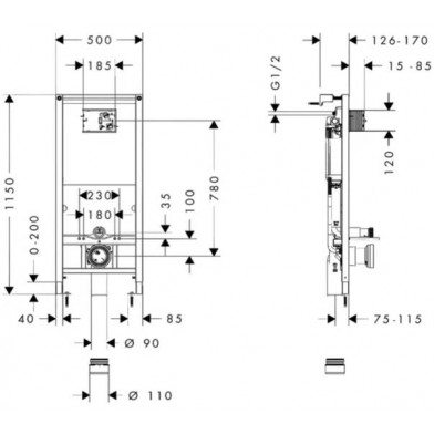 Інсталяція для унітаза Hansgrohe iFrame Universal 01022180 - 