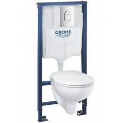 Комплект 5-в-1 Grohe 39418000 Solido: інсталяція Rapid SL + безобідковий унітаз із сидінням Soft Close