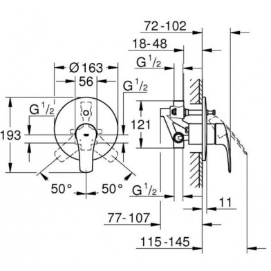Змішувач прихованого монтажу для ванни/душу Grohe Eurosmart (33305003) - 