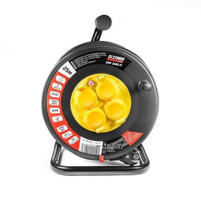 Подовжувач на котушці STARK CRP-1525-P, 25 м, 4 розетки, кабель ПВХ 2×1,5 мм² - 