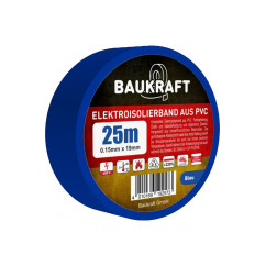 Изолента ПВХ 0,15 мм×19 мм×25 м голубая BAUKRAFT Изолента ПВХ 0,15 мм×19 мм×25 м голубая BAUKRAFT