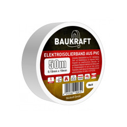 Ізоляційна стрічка ПВХ 0,15 мм×19 мм×50 м біла BAUKRAFT
