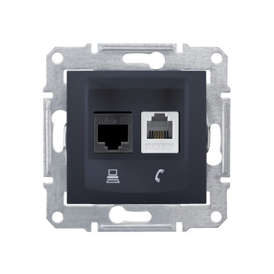 Розетка телефонна + комп'ютерна RJ11+RJ45 кат.5е неекранована SDN5100123