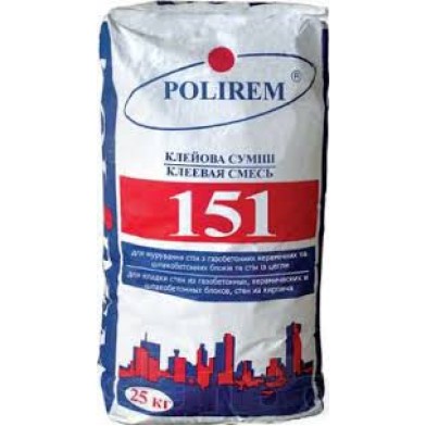 Клеевая смесь Полирем 151 для газобетона, 25 кг